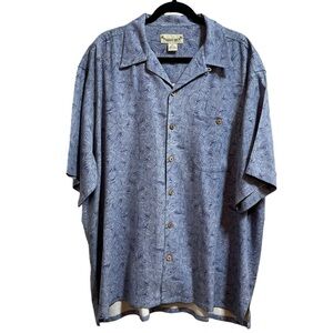Paradise Coves 100% Silk Button Down Shirt Tropical Palm Tree Men's 2XL